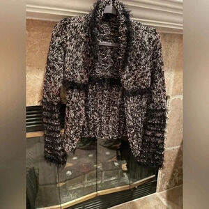 Women's Woven Fur Zip Sweater Fairygoth goth witchy Y2K Size M